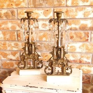 Antique Brass Candle Holder Set